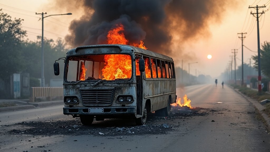 driver sets bus ablaze